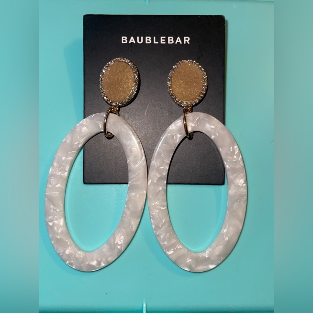 Baublebar resin Ivory hoop earrings